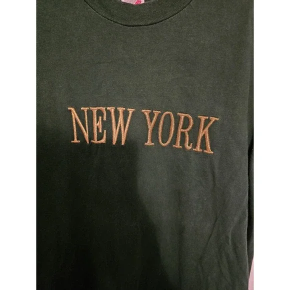 Vintage Jerzees New York City Green Short Sleeve T-Shirt Size Large Made In USA - Picture 3 of 14